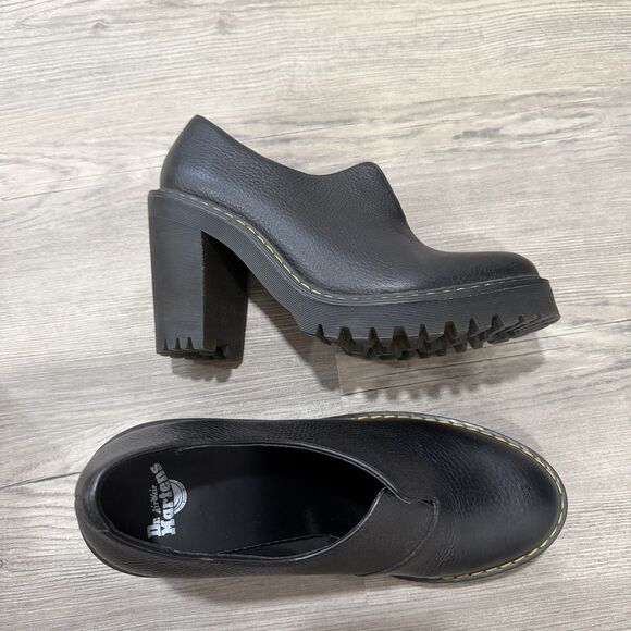 Dr. Martens Shoes - Dr Martens Cordelia Mule Heels Black Lug Platform Women's 9